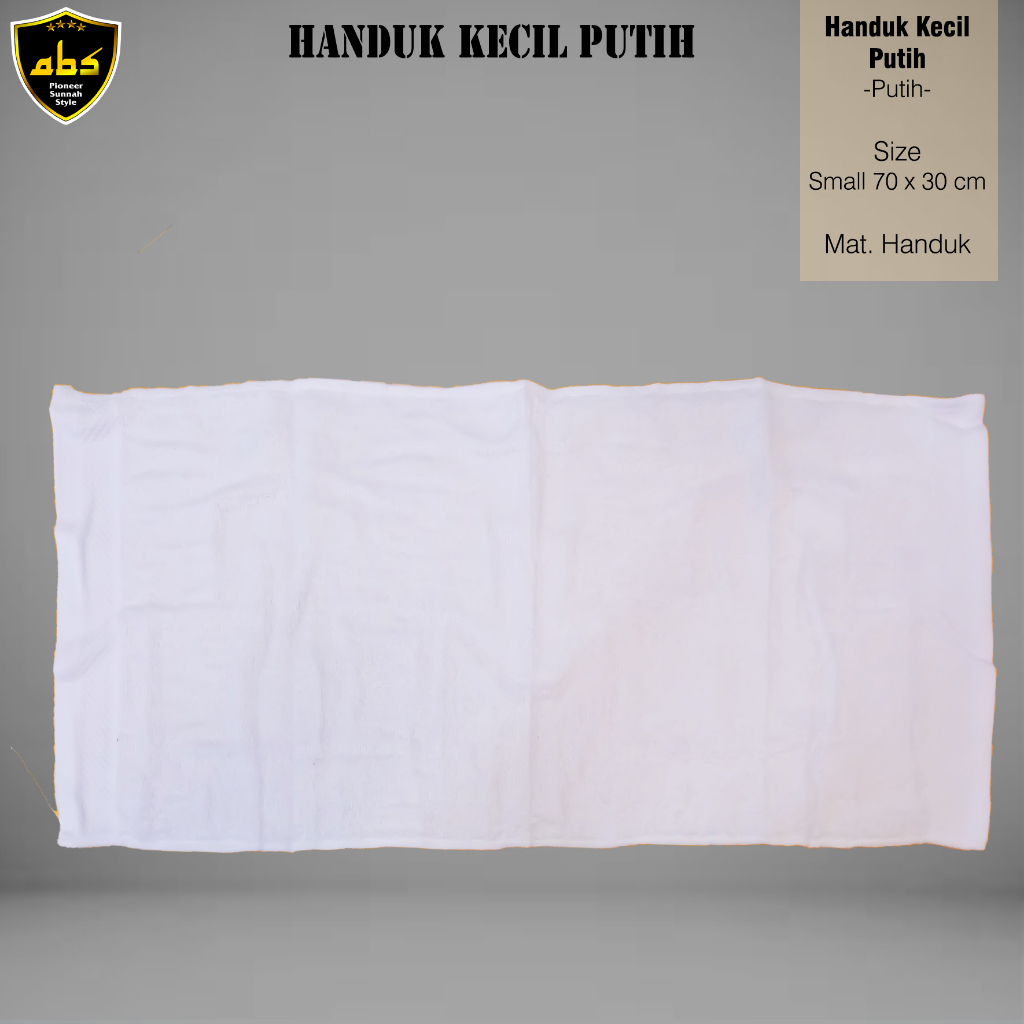 Handuk Mini Kecil Putih Perlengkapan Haji Umroh Handuk Leher 70cm x 30cm Handuk Olah Raga