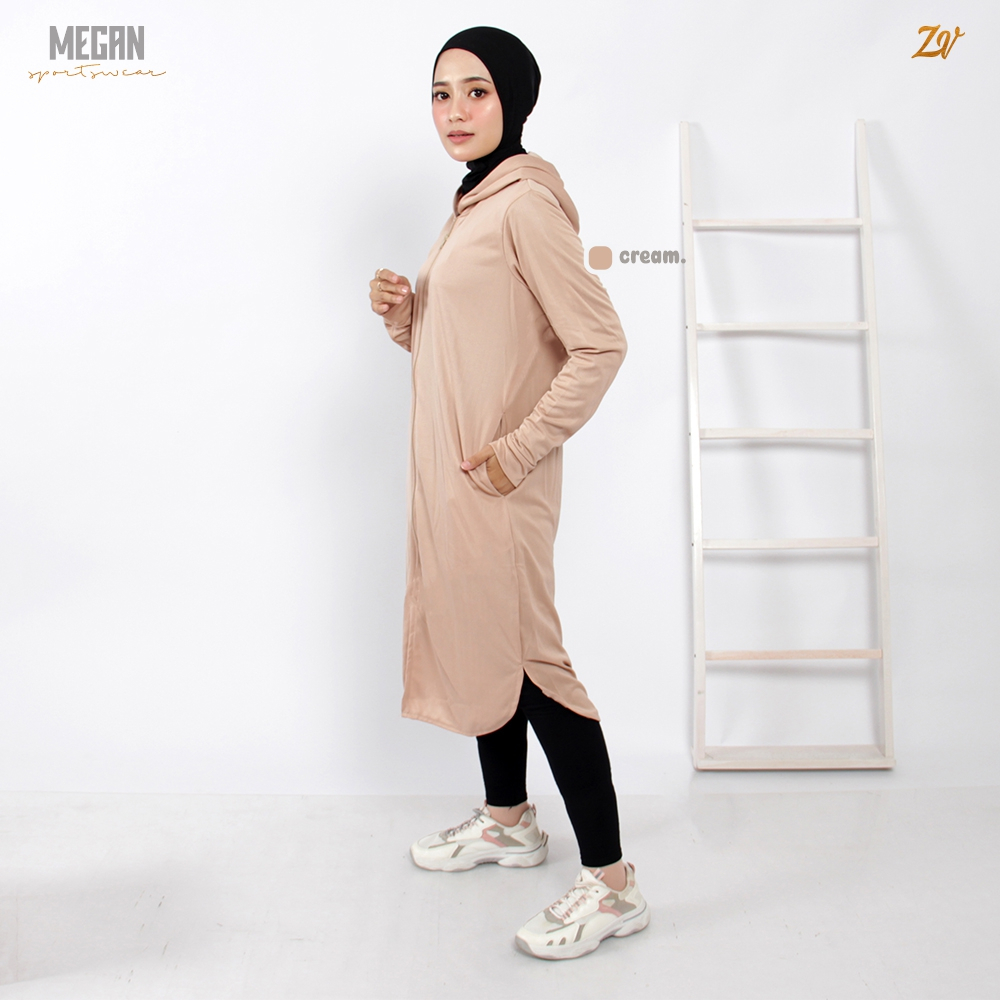 Megan Tunic Sporty l Baju Olahraga Panjang l Baju Muslimah Sporty l Sportwear By Zaneva l Jaket Olahraga