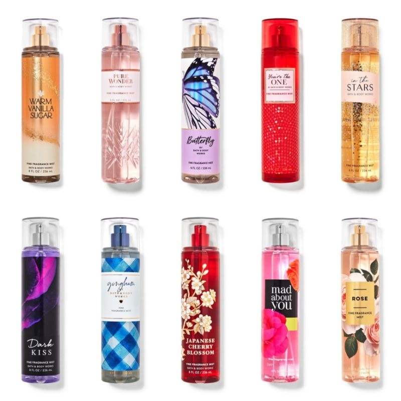 BBW BODY MIST FULL SIZE (TERMURAH) - Dark Kiss/ White Tea Sage/ Fairytale/ In The Stars/ Butterfly/ Gingham/ Mad About You/ Pure Wonder/ Dream Bright/ Among The Clouds/ Coco Paradise/ Poppy/ You're The One/ Coco Paradise/ Starlit Night/ Forever Red/ Love