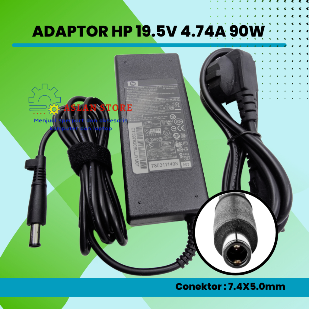 Adaptor Laptop HP 19V 4.74A 90W Jarum COMPAQ 6910P 6735S 6735B 6730B 6715S 6715B 6710B 6530B 6510B