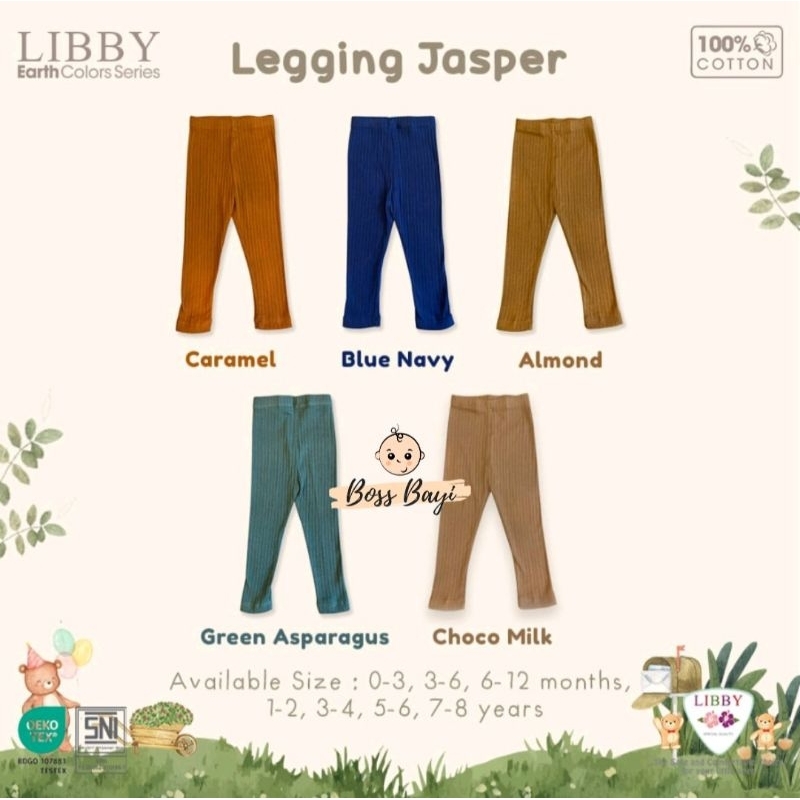 LIBBY Earth Colors Legging Jasper / Celana Legging Bayi Anak Polos Warna