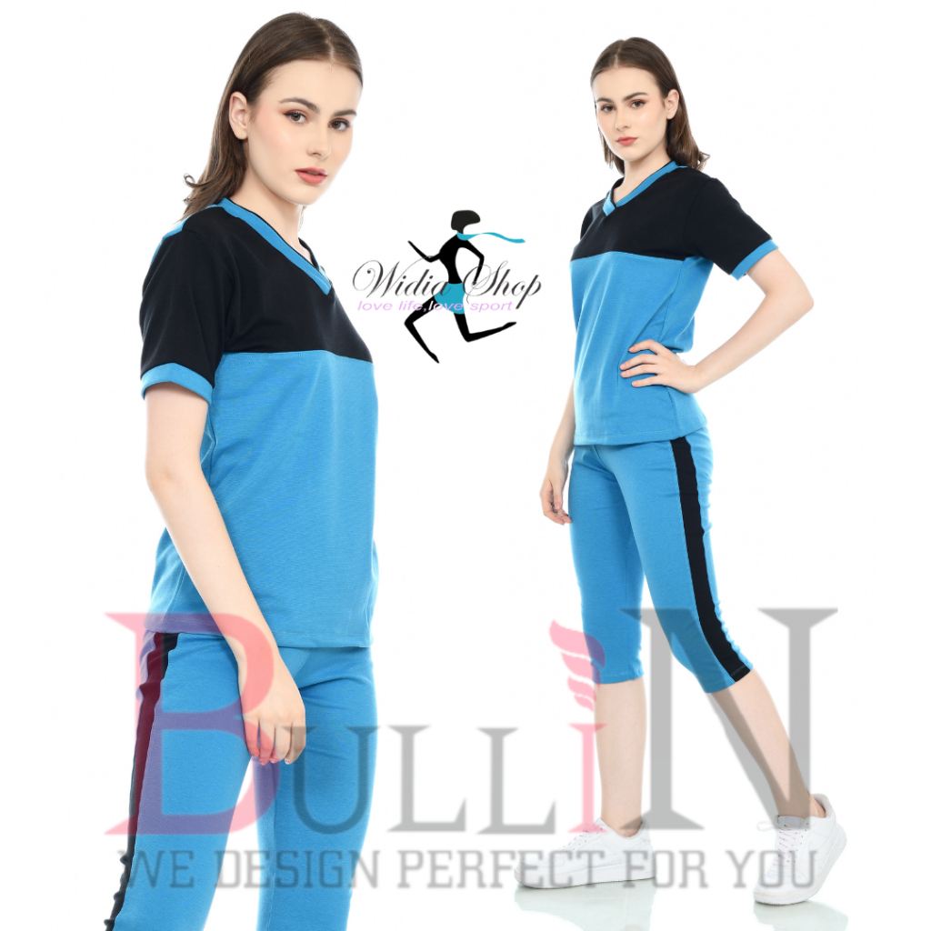 Setelan Olahraga Senam Wanita / Setelan Senam Pendek Zahra | Bullin