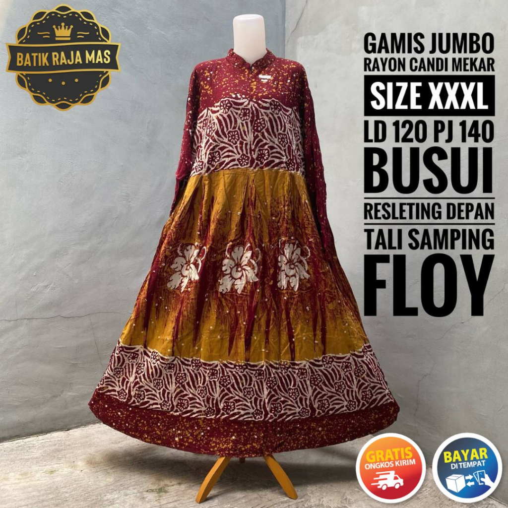 Gamis Orang Tua Wanita Ibu Ibu Dewasa Jumbo Terbaru Syari Lebaran Busui Friendly Resleting Depan Mot