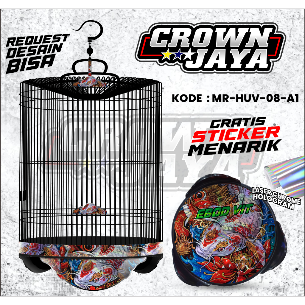 Decal Sticker Sangkar Murai Batu Hologram UV Sticker Tebok Bulat SINGLE FIGHTER No 1 No 2 No 3 Ebod 