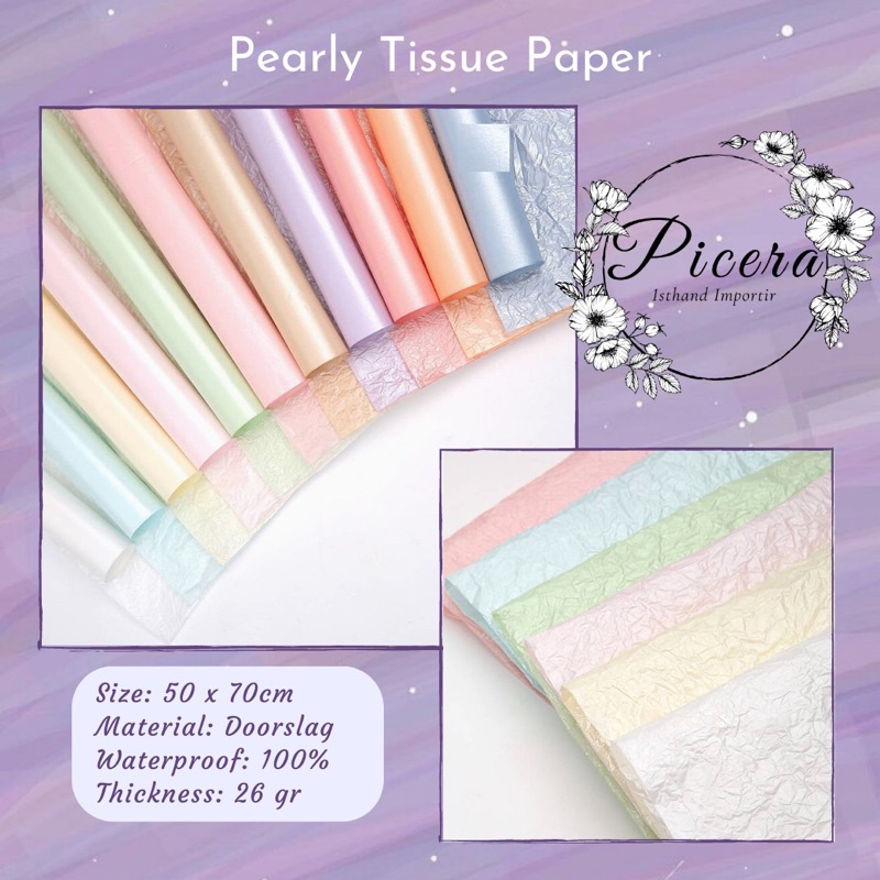 

[SIZE 50 X 70 CM] Flower Wrapping Paper Glitter Pearly Korean Cotton Glossy Pastel Color Cellophane Waterproof Kertas Doorslag Lecek Tisu Bungkus Pembungkus Bouquet Bunga Warna Koran Anti Air