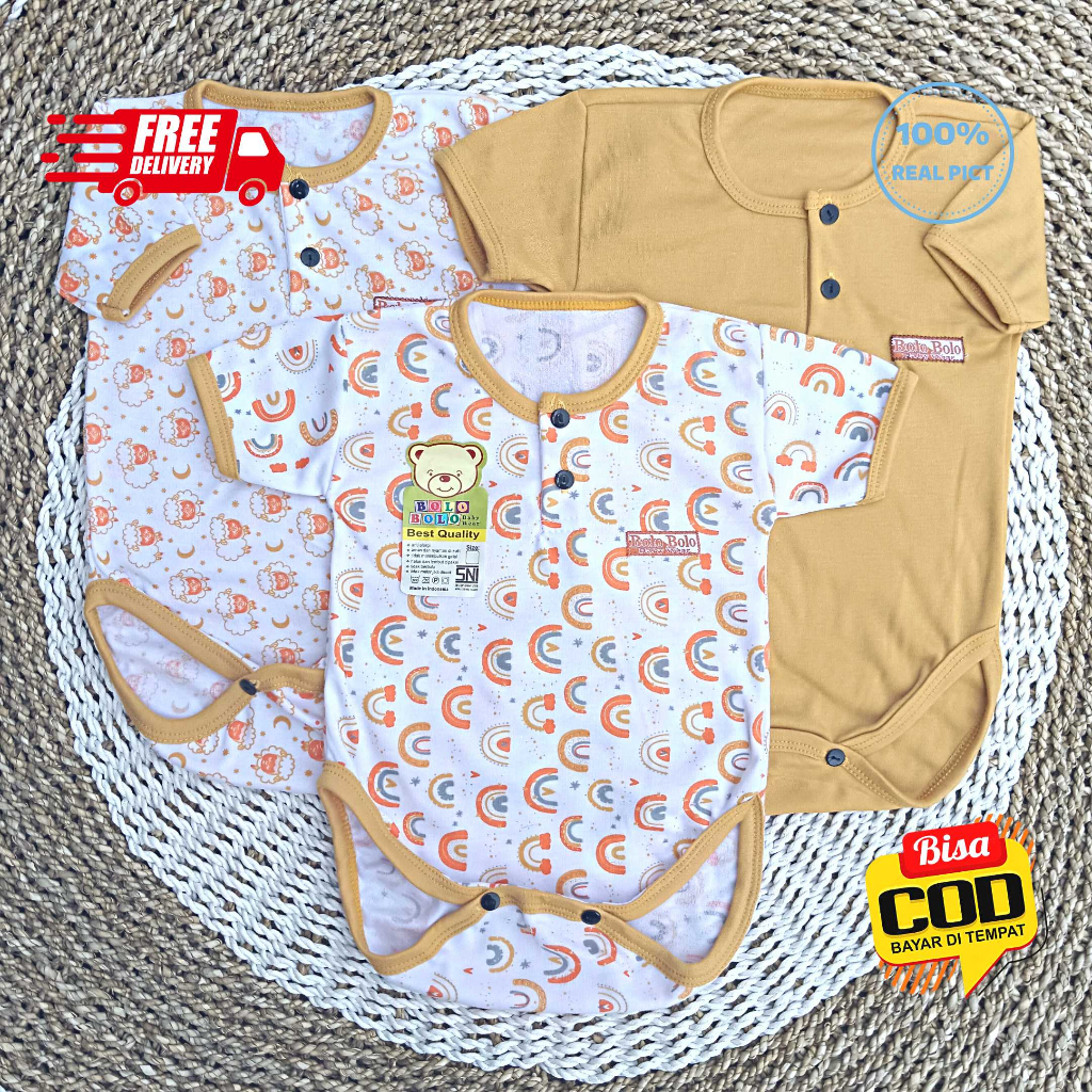 SALE 7.7 Serian Mustard - 3 pcs Jumper Bayi Segitiga MUSTARD SERIES 0 sd 6 Bulan merk SNI Bolo - Bolo / Baju Bayi Jumper Serian Mustard