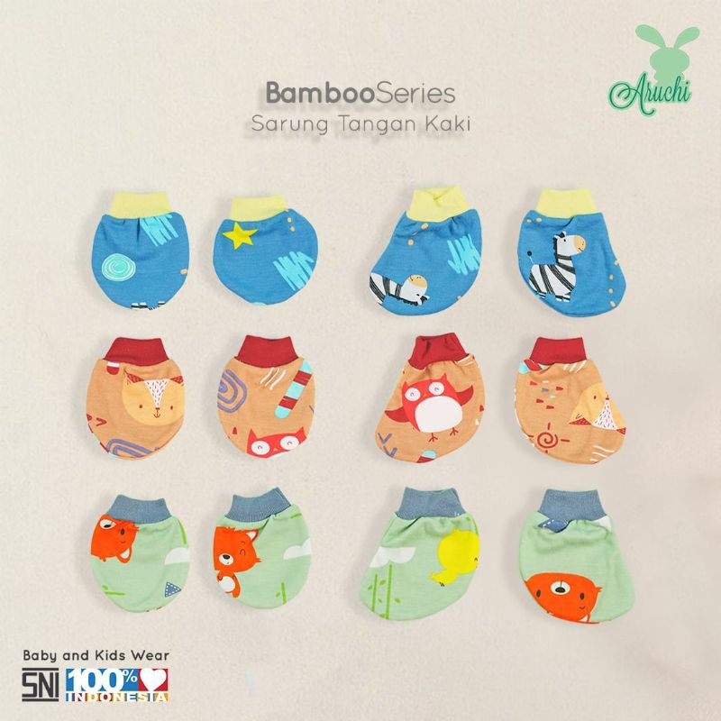 3psg- Velvet junior , aruchi sarung tangan dan kaki bayi motif cheetah,love bird new born/ stk bayi ARUCHI/ sarung tangan dan sarung kaki baby girl