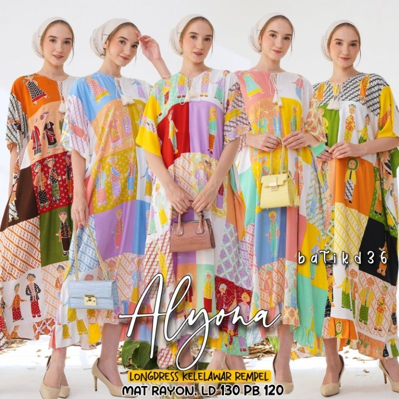 Semerbak batik Longdress jumbo rayon murah kekinian modern trendy baju rumahan ibu cewek mama mamah muda bagus keren kece ld 125 muslim keren adem terbaru terlaris grosir batikd36 tali panjang kelelawar