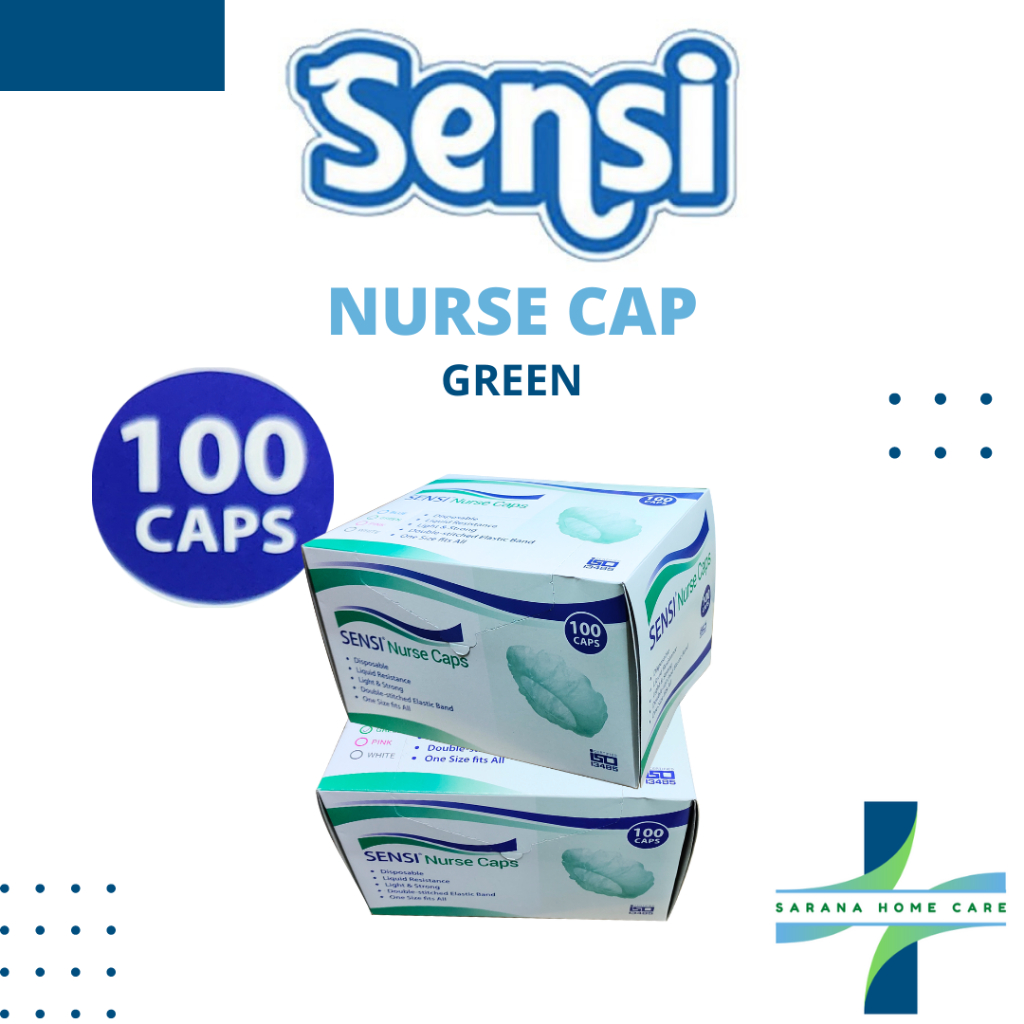 SENSI Nurse Cap Green/penutup kepala/ suster/dokter/ alat penutup rambut