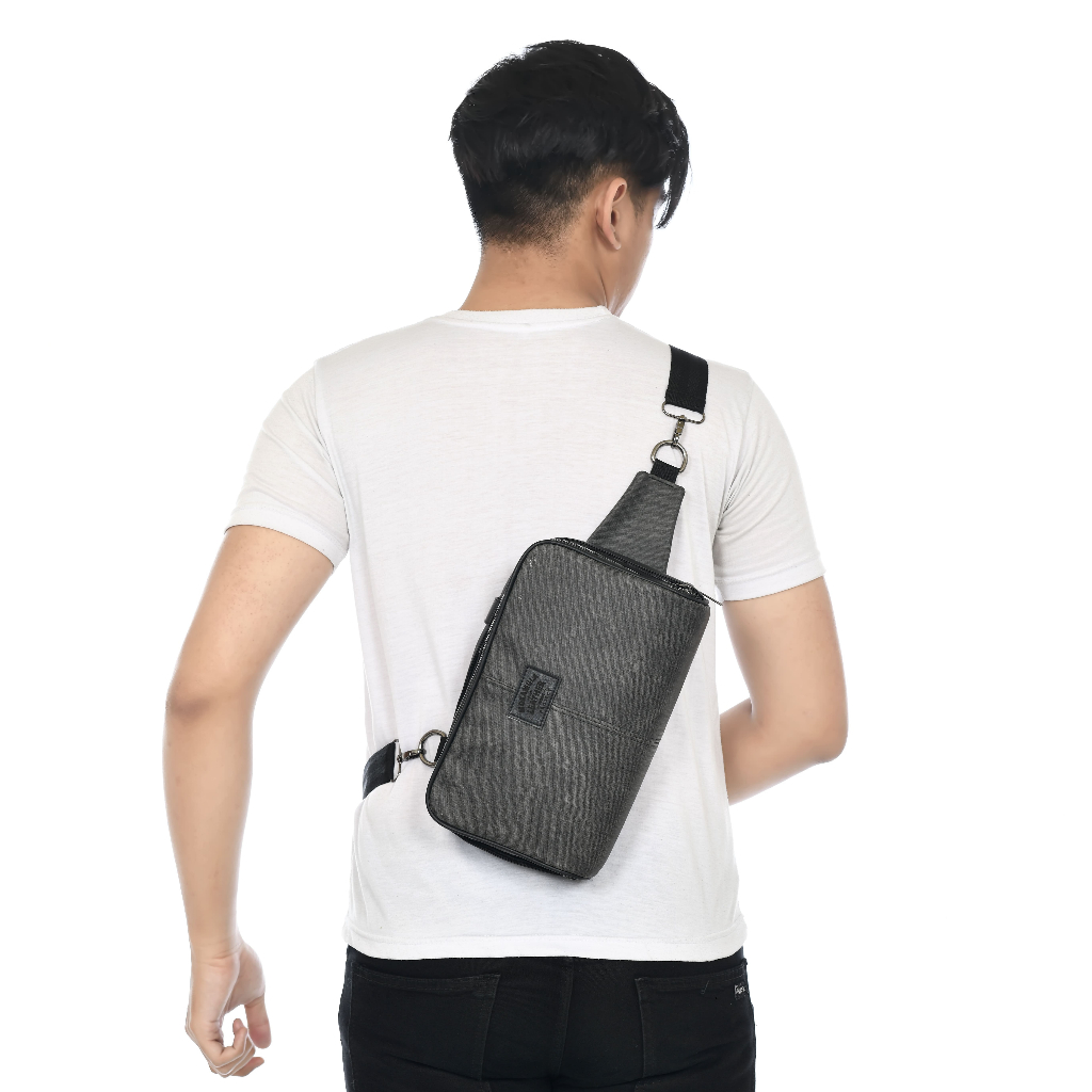 TAS SELEMPANG PRIA BAHAN PREMIUM DENIM - MOKAMULA LEATHER