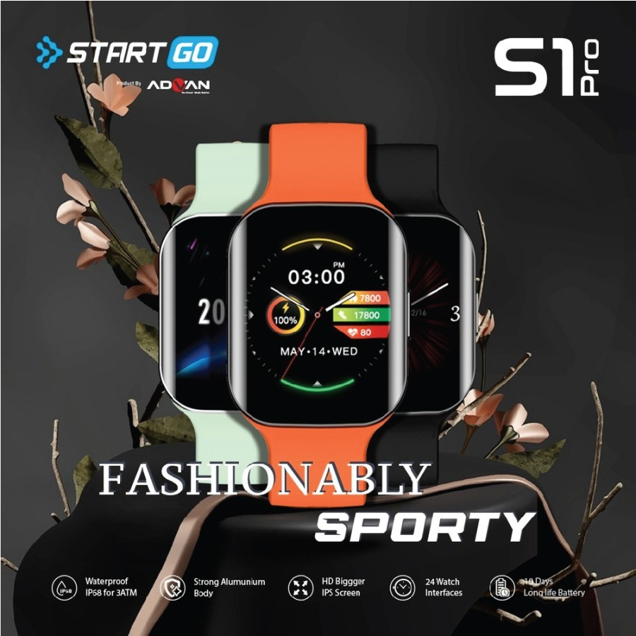 Advan Start Go S1 Pro Smartwatch Jam Tangan Pintar Digital Bluetooth