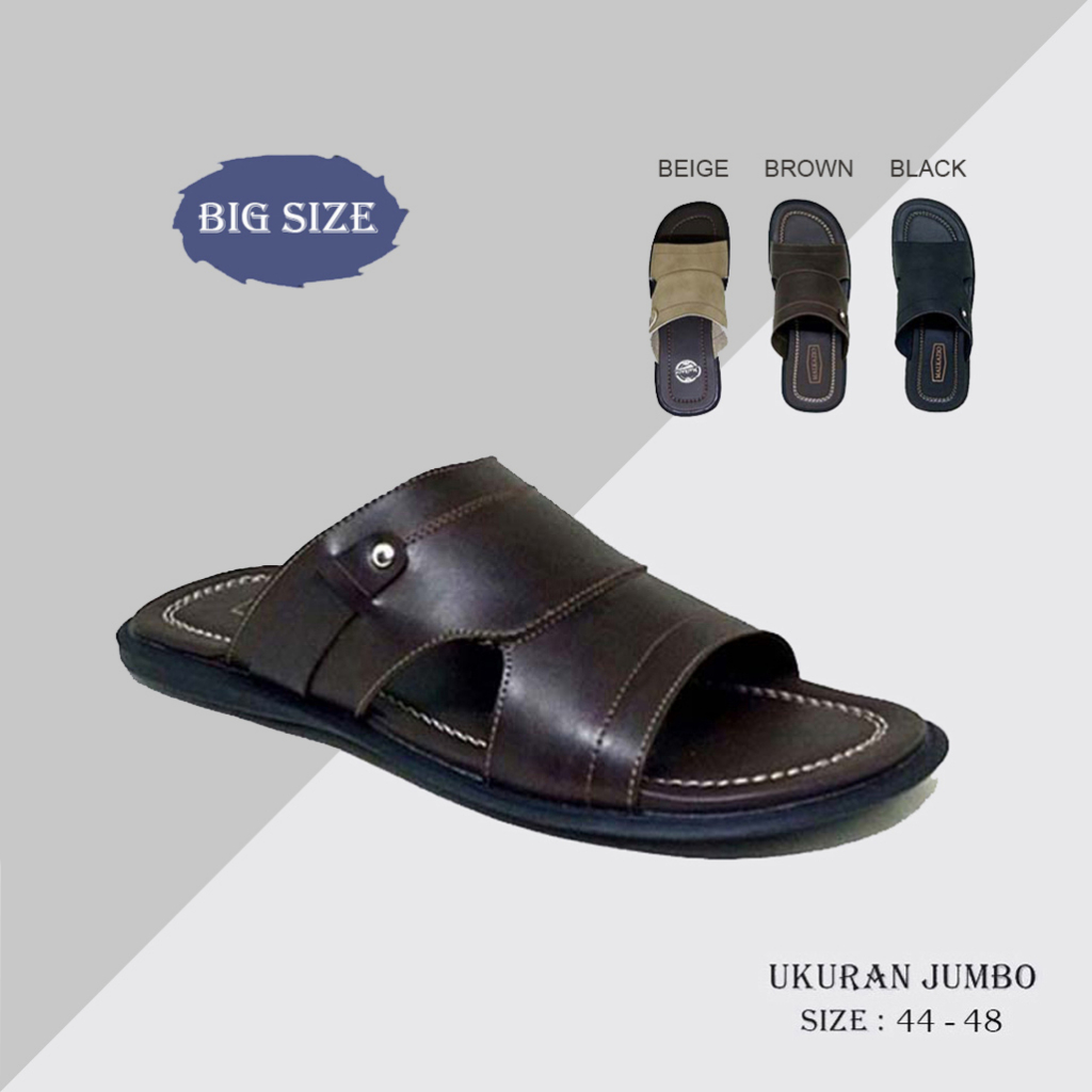 Zagib x Malzio |Selop Kulit Asli| Sandal Jumbo Pria No Besar Big Size 44 45 46 47 48