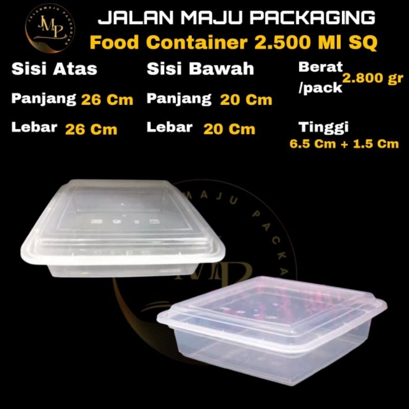FOOD CONTAINER 2500ML SQUARE •THINWALL 2500ML PERSEGI • DM