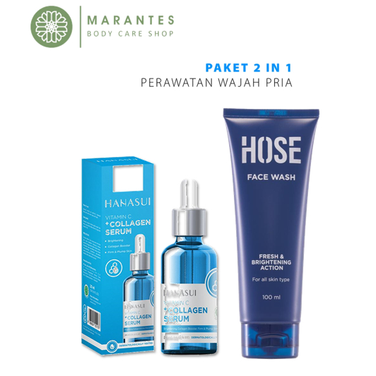 Paket Perawatan Wajah Dan Kulit Pria 3 IN 1 Hanasui Men Bright Active Serum + Hanasui Masker Naturgo Tube + Hose Face Wash Acne &amp; Oil Deep Clean