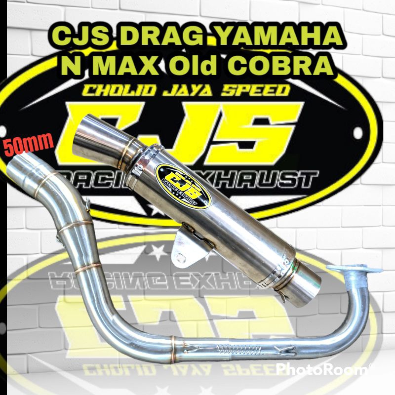 Knalpot samlong nmax old cobra ORI CJS RACING MODEL BULAT DRAG CANTOLAN BAWAH inlet 50mm
