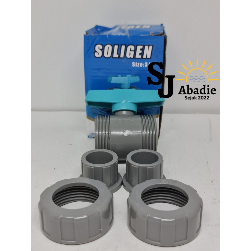 (2 PCS) Ball Valve  Stop Keran Kran Air Water Mur SOLIGEN CN002 1/2 - 3/4 - 1 Inch (Bisa dibuka) | SJ ABADIE |