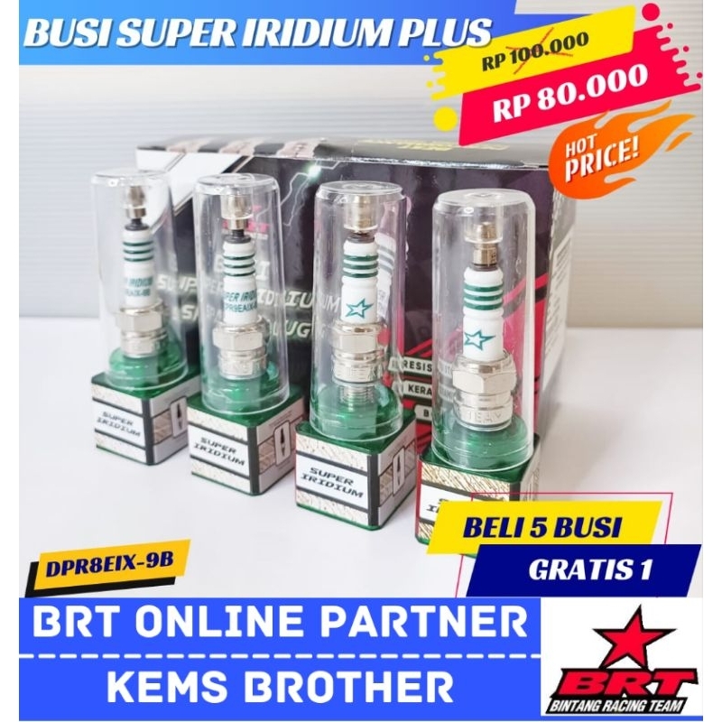 BUSI RACING BRT SUPER IRIDIUM PLUS VIXION MX KING MIO SPORTY R15 JUPITER VEGA KOMPLIT ADA DI PILIHAN