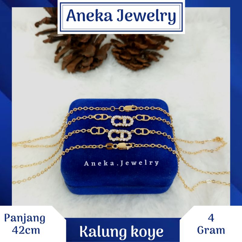 Kalung Koye Holo CD, Sepuh Emas Kuning Lapis Emas Murni, Perak 925