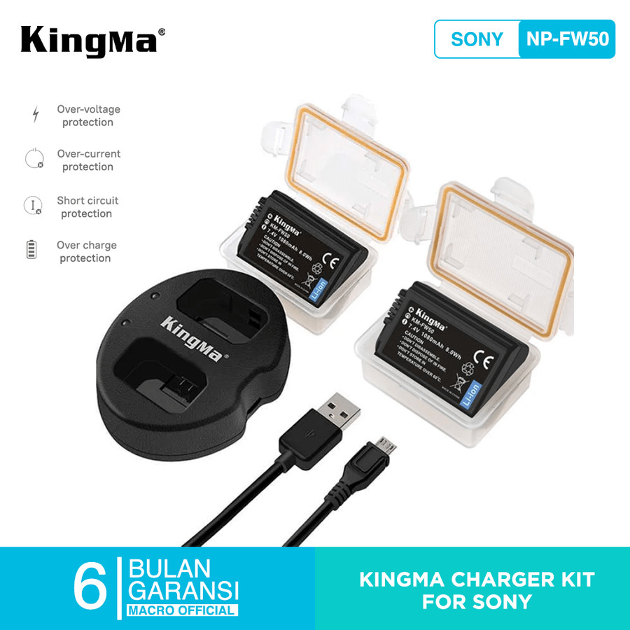 KINGMA BATTERY SONY NP-FW50 2 PACK WITH DUAL CHARGER NON LCD