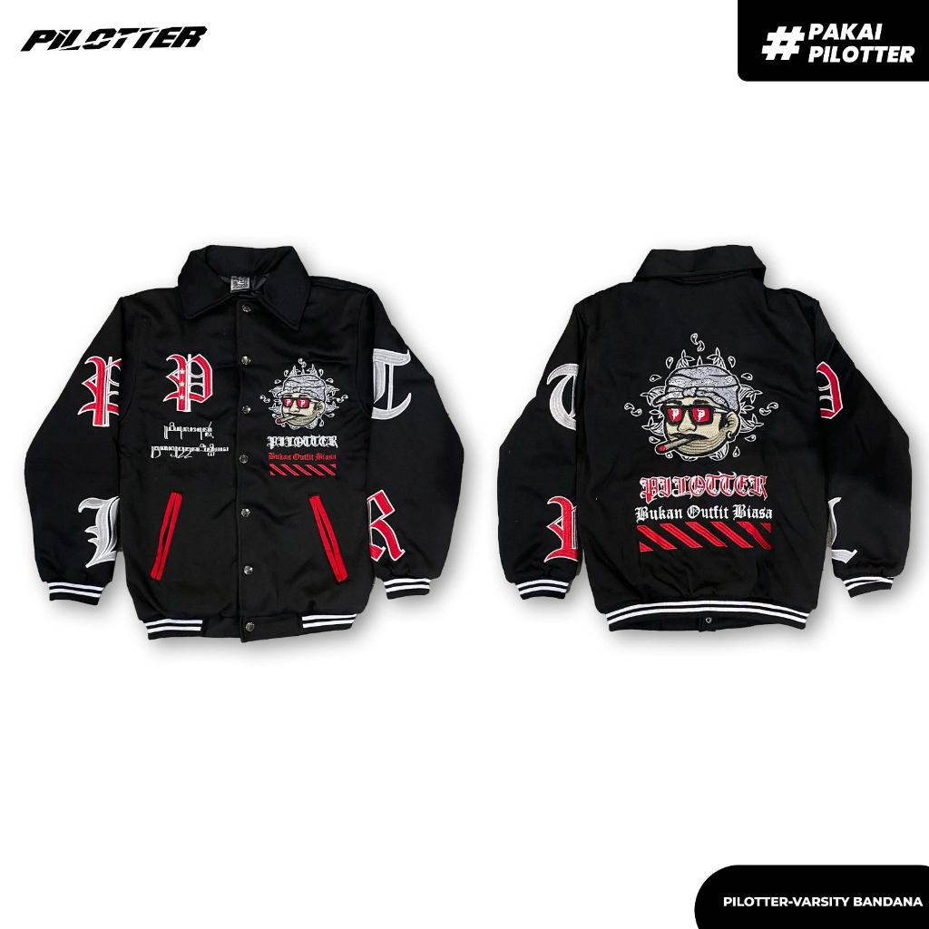 JAKET VARSITY PILOTTER BANDANA ORIGINAL LIMITED FREE STIKER PILOTTER BISA PAKAI COWOK DAN CEWEK