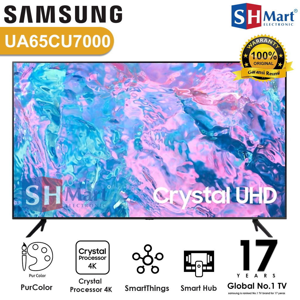 SMART TV SAMSUNG 65 INCH 65CU7000 / 65CU8000 CRYSTAL UHD 4K GARANSI RESMI NEW 2023