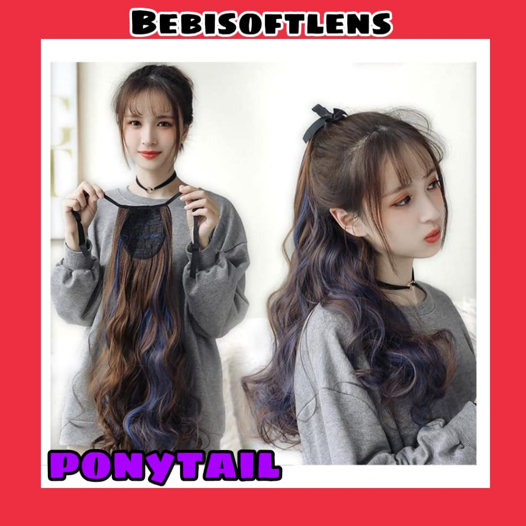 Poni Tail ikat Rambut Curly warna / ikat Rambut Palsu ekor kuda wig / PonyTail / BB