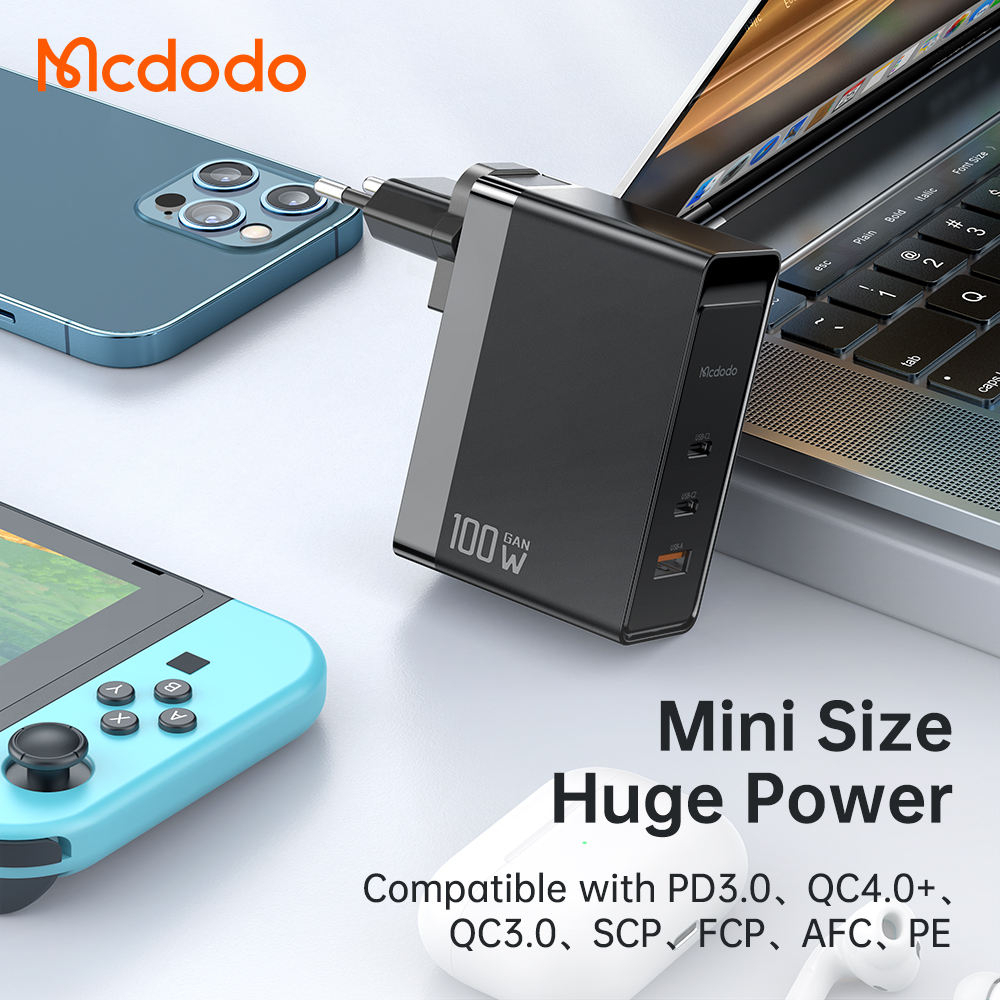 Mcdodo Gan Fast 100W USB C Macbook Laptop Handphone  USB C &amp; USB A QUICK CHARGE PD &amp; FAST