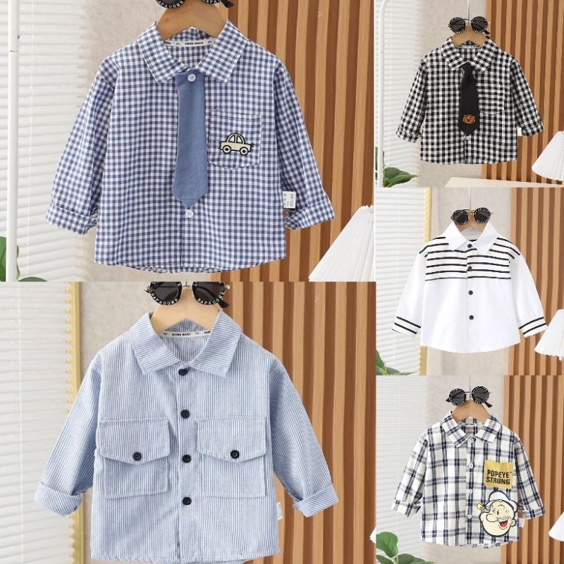 Kemeja Anak Laki-laki/ Atasan Kemeja Anak Cowok Lengan Panjang