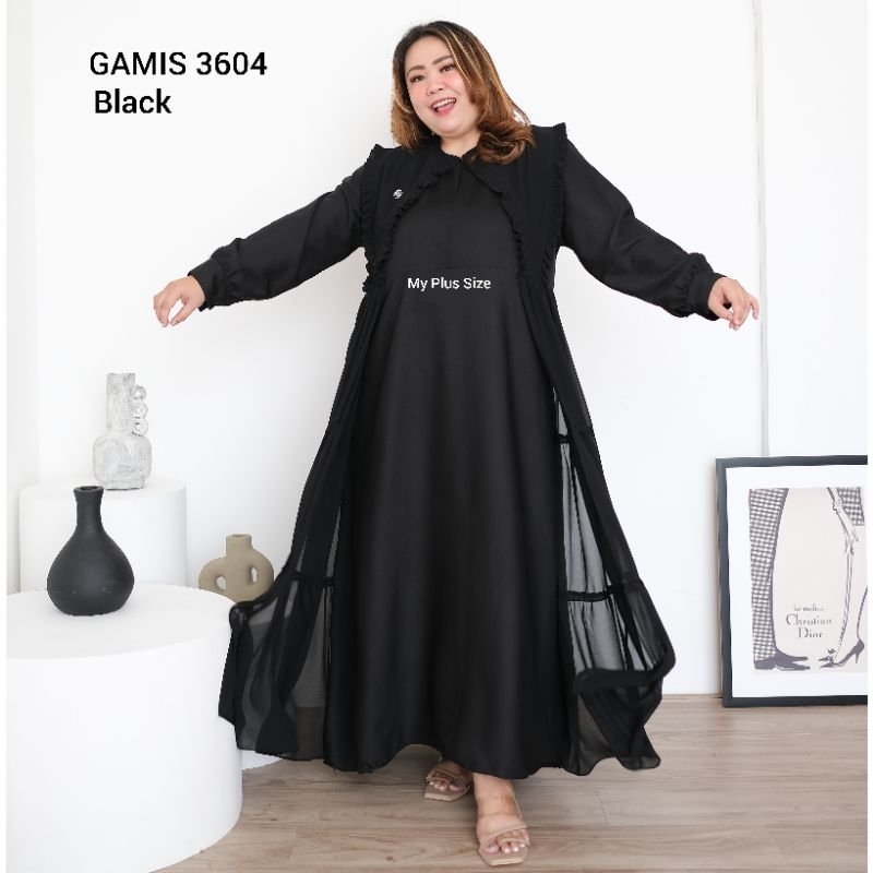 Gamis Ruffle Bros Wanita Jumbo 3604, Ld 130 &amp; 144 cm