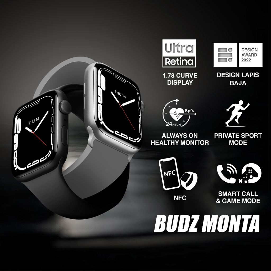 Budz Smartwatch Amoled Sport Pria Wanita Ecg Blood Pressure IP68 Android Iphone Baterai 8 hari - Lim