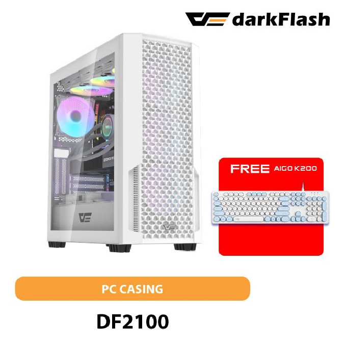 AIGO DARKFLASH DF2100 MESH ATX CASING PC + 4 FAN ARGB II X-Track