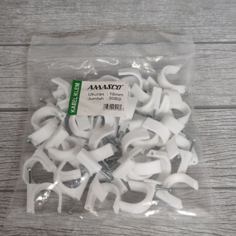 AMASCO KLEM KABEL 18MM 18 MM CABLE CLIPS ISI 50CLIPS PERBUNGKUS