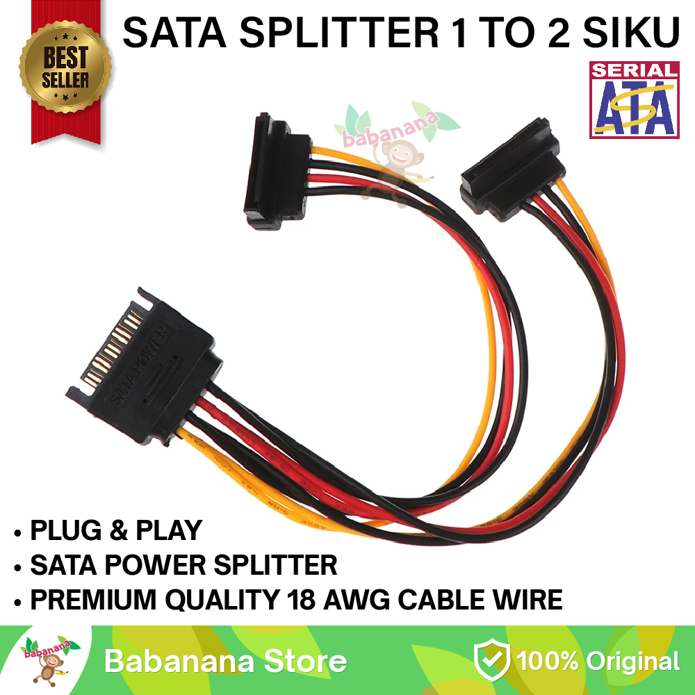 Kabel SATA Splitter Power 1 to 2 Siku 90 Degree Cable Cabang Extension