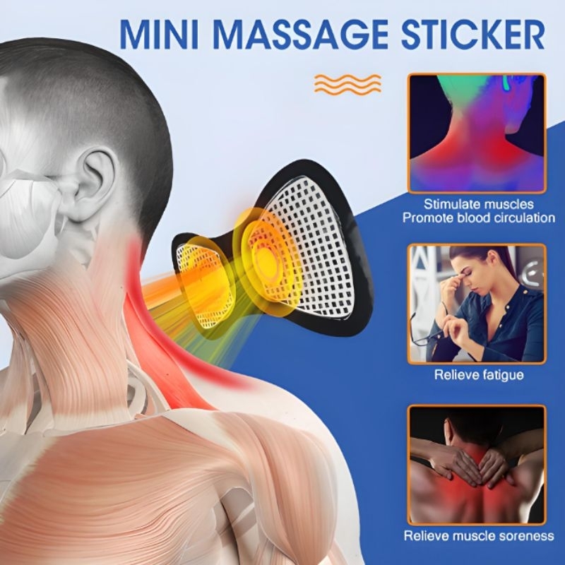 EMS PAD NECK MASSAGER ALAT PIJAT TERAPI LEHER PUNGGUNG PINGGANG KAKI ELEKTRIK MINI PORTABLE 8 MODE 19 TINGKAT AKUPUNKTUR PENGISIAN MENINGKATKAN SIRKULASI DARAH MEREDAKAN RASA LELAH PEGAL NYERI