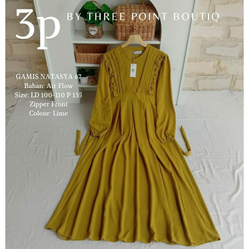 GAMIS NATASYA 67 BY 3POINT BOUTIQ | GAMIS CRINKLE AIRFLOW | GAMIS POLOS | GAMIS TALI | GAMIS TERBARU