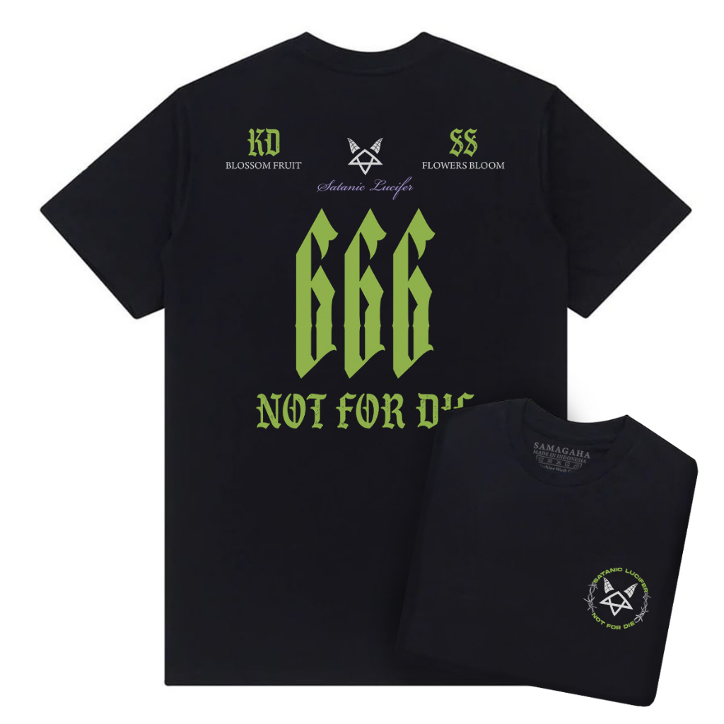 Kaos Satanic Lucifer 666 Baju Distro Satanic Pria Hitam