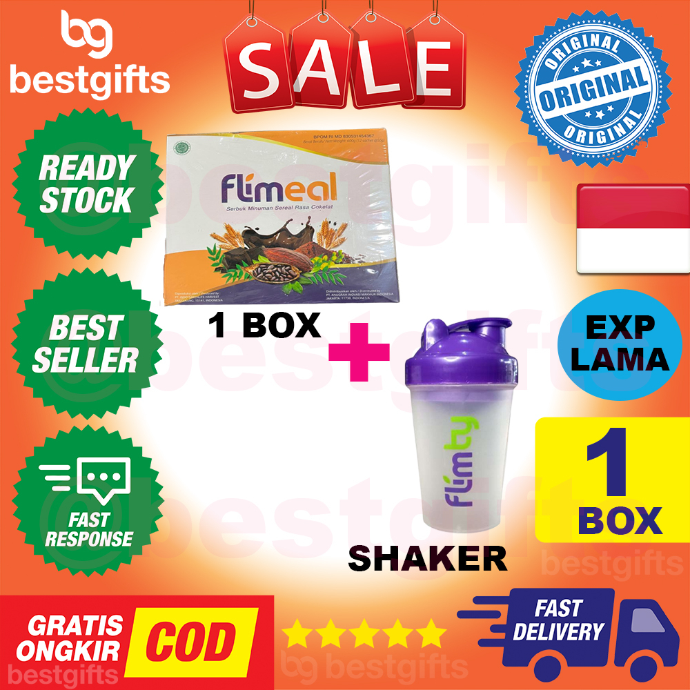 FLIMEAL MINUMAN PENGGANTI MAKANAN (MEAL REPLACEMENT) BY FLIMTY - 1 BOX (isi 12 SACHET) - COKLAT + SHAKER