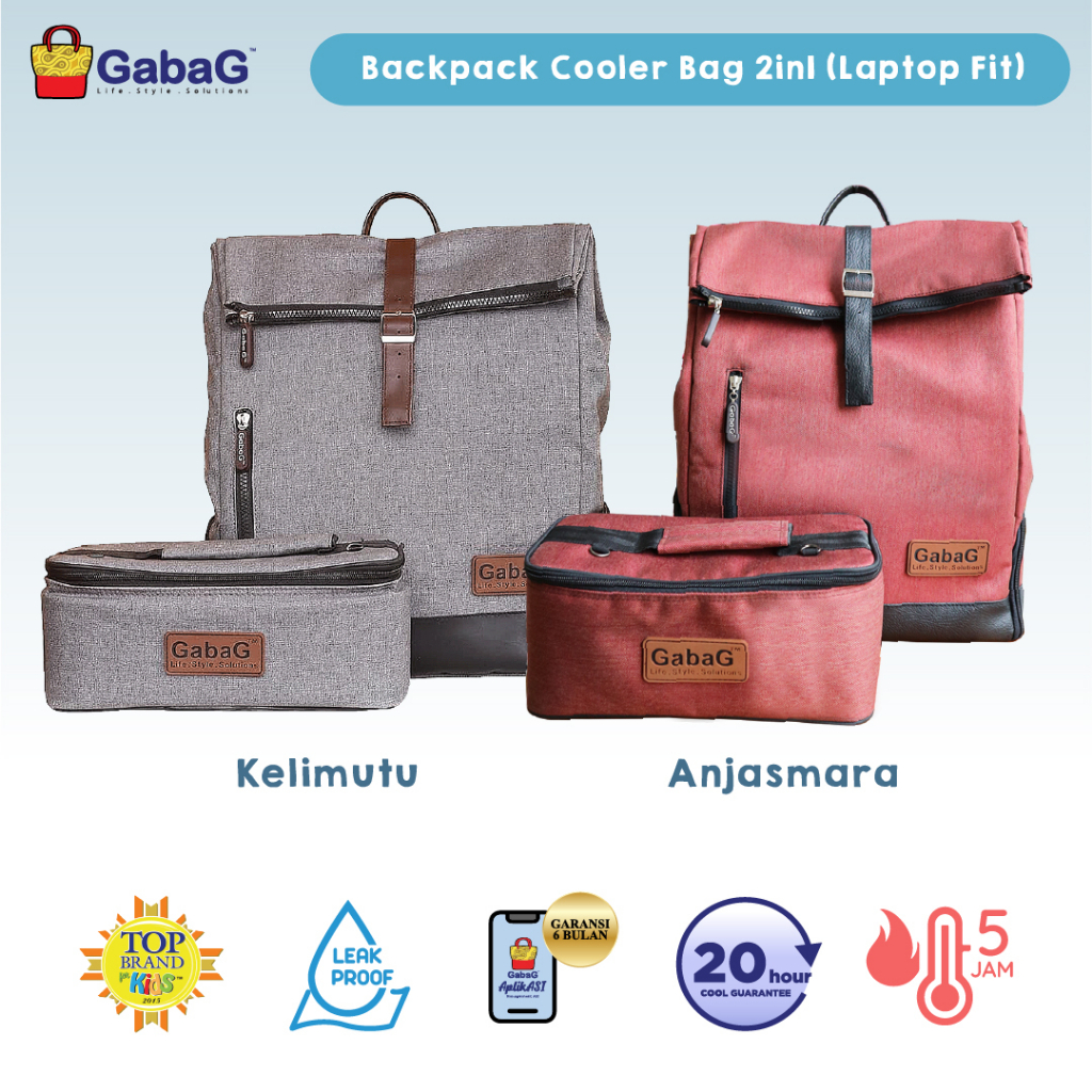 Gabag Backpack Cooler Bag 2in1 Laptop Fit Tas ASI