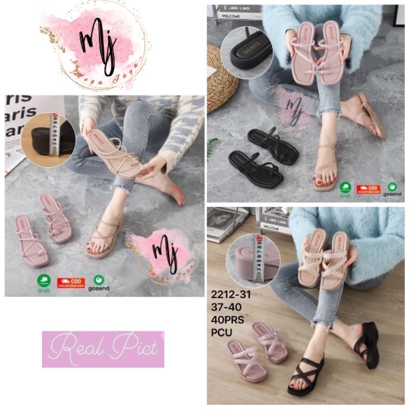 Sandal Wedges Silang Wanita Import