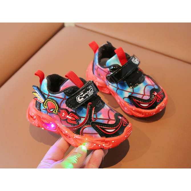 SEPATU ANAK LAKI-LAKI SNEAKER SPIDERMAN LAMPU LED SIZE 21-30 SPIDERMAN NEW