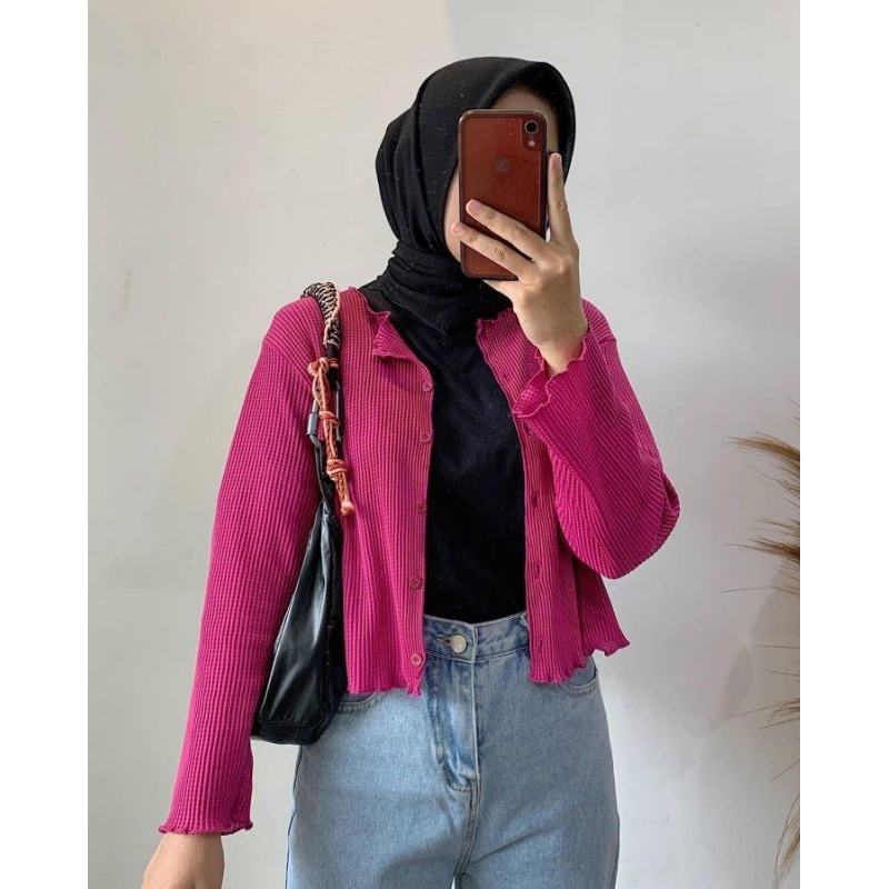 Cardigan Rajut Crop Lengan Panjang Korea Style BrnjayaStore