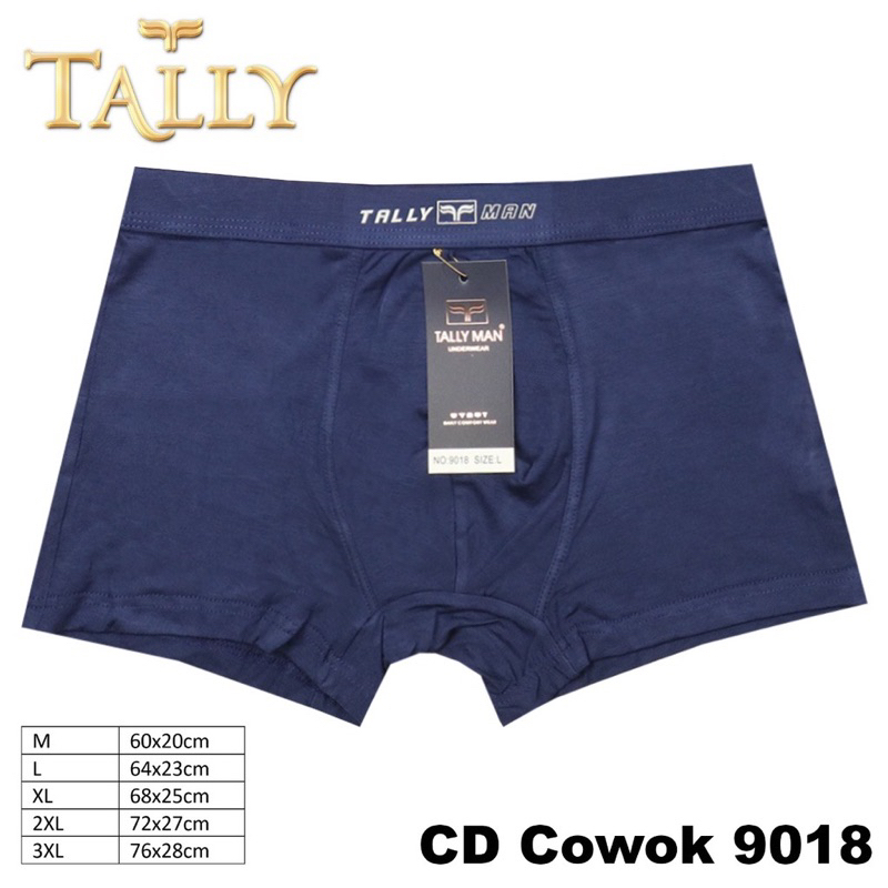 TALLY CD CELANA DALAM BOXER COWOK PRIA 9018 | BAHAN KATUN I SIZE M-XXXL (HARGA PER PCS)