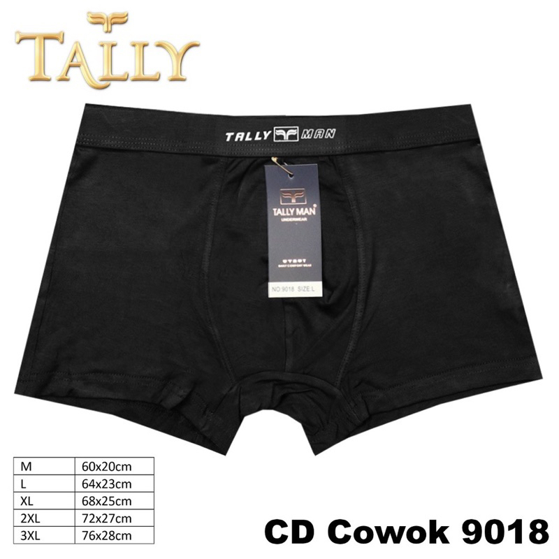 TALLY CD CELANA DALAM BOXER COWOK PRIA 9018 | BAHAN KATUN I SIZE M-XXXL (HARGA PER PCS)