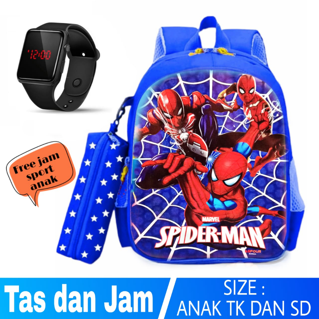 tas sekolah anak TK dan SD - tas ransel anak COWOK terbaru - tas anak laki (BONUS JAM SPORT)