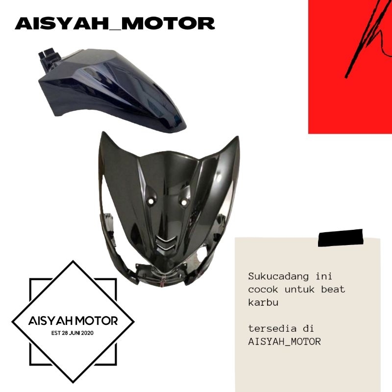 Cover Bodi Spakbor Depan Tameng Honda Beat FI Warna Hitam Tahun 2012-2014