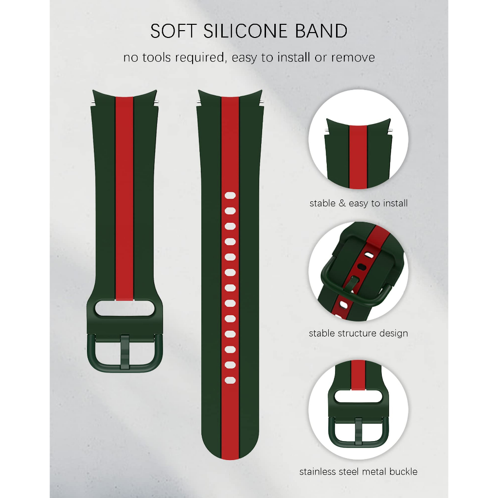 Silicone strap 2 warna LINE KHUSUS Samsung Galaxy watch 4 40mm 44mm 42mm 46mm Galaxy watch 5 pro Tali Jam