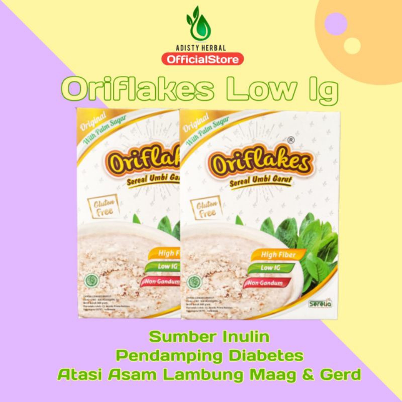 

ORIFLAKES sereal DIABETES umbi garut terapi asam lambung maag gerd gula darah