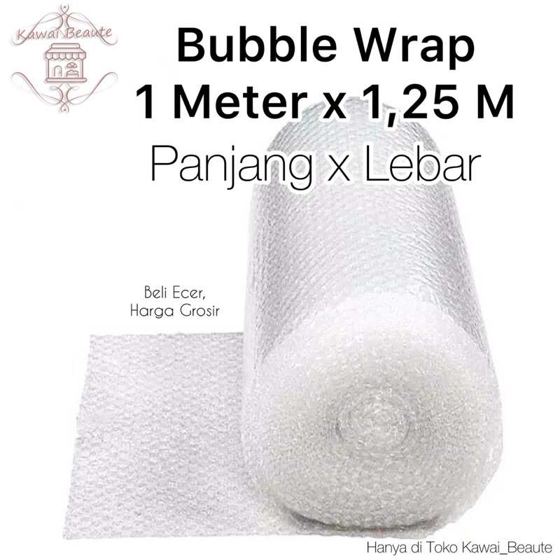 BubbleWrap pjg 1Meter x 1,25M Lebar HARGA PER METER Packing Aman Serbaguna Pelindung Paket