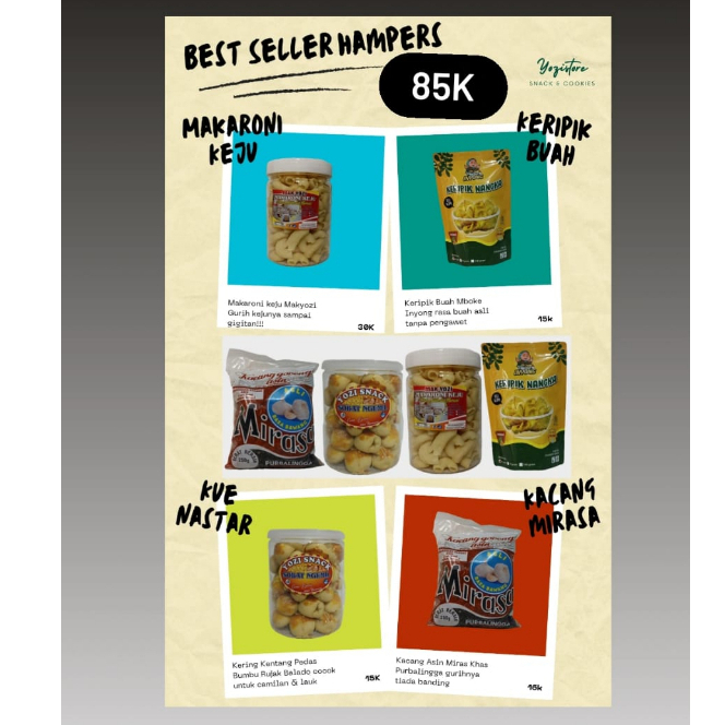 

Paket Lengkap Hampers Parcel Lebaran Ramadhan idul fitri Makaroni Keju Kraft Cheddar Keripik Buah Kue Nastar Kacang Mirasa Home Made