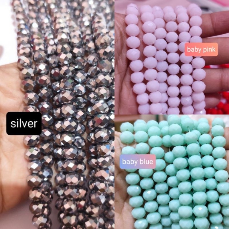 kristal doff 8mm isi +-70pcs / crystal ceko / crystal beads